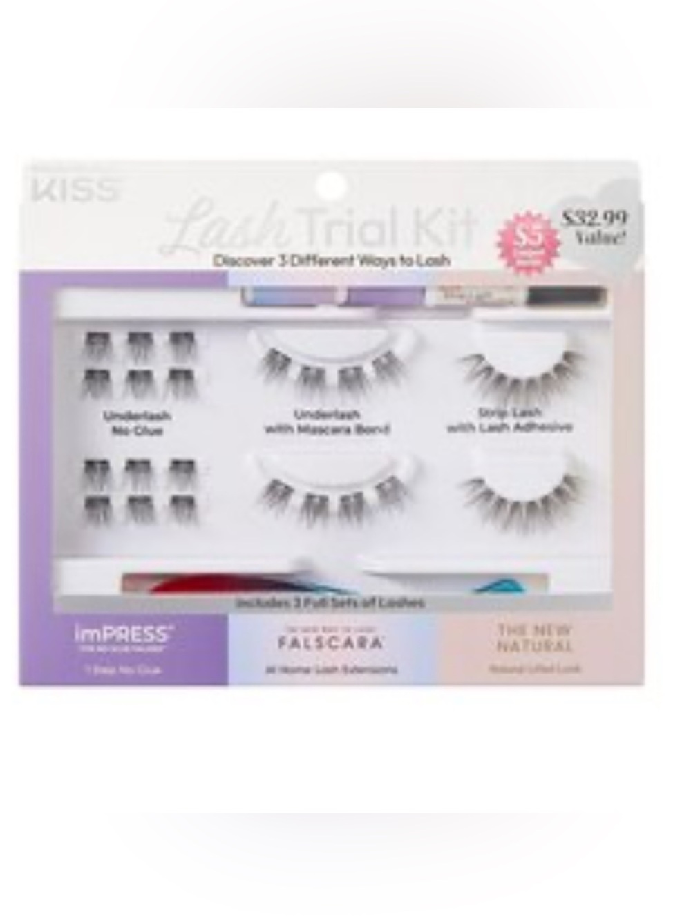 KISS Lash Trial Kit Impress Falscara Natural Lifted Look